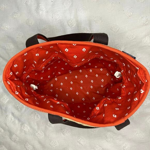 Lands’ End Rare Straw Orange Canvas Large Tote 14 x 16 Beach Coastal Classic 90s - Picture 3 of 9